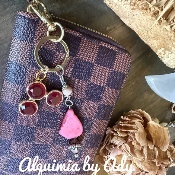 Alquimia Brown and Red Key Card Holder Accessory - Picture 1 of 4